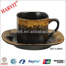 Venta caliente negro Brown Reactivo Glaze Vajilla Cerámica Tetera Copa y Platillo / set de té marroquí / Vintage Set Set de té